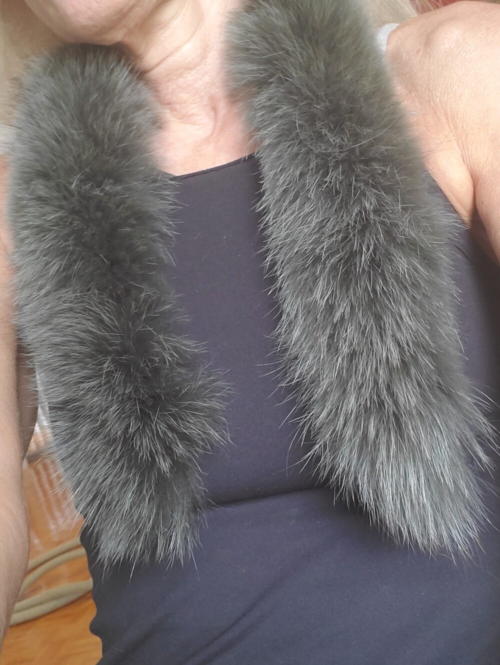 Green Fox Fur Collar Scarf